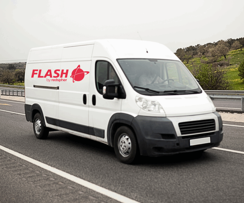Flash van delivering time-critical shipment