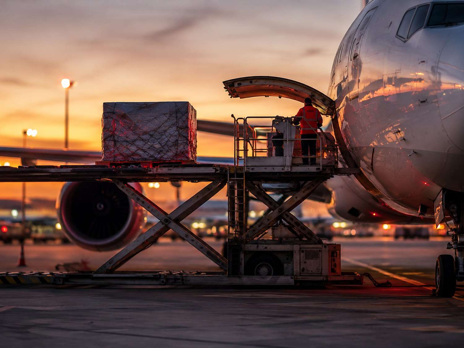 Flash by Redspher air freight loaded at sunset