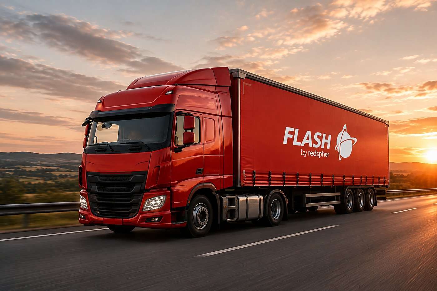Flash by Redspher truck on the motorway