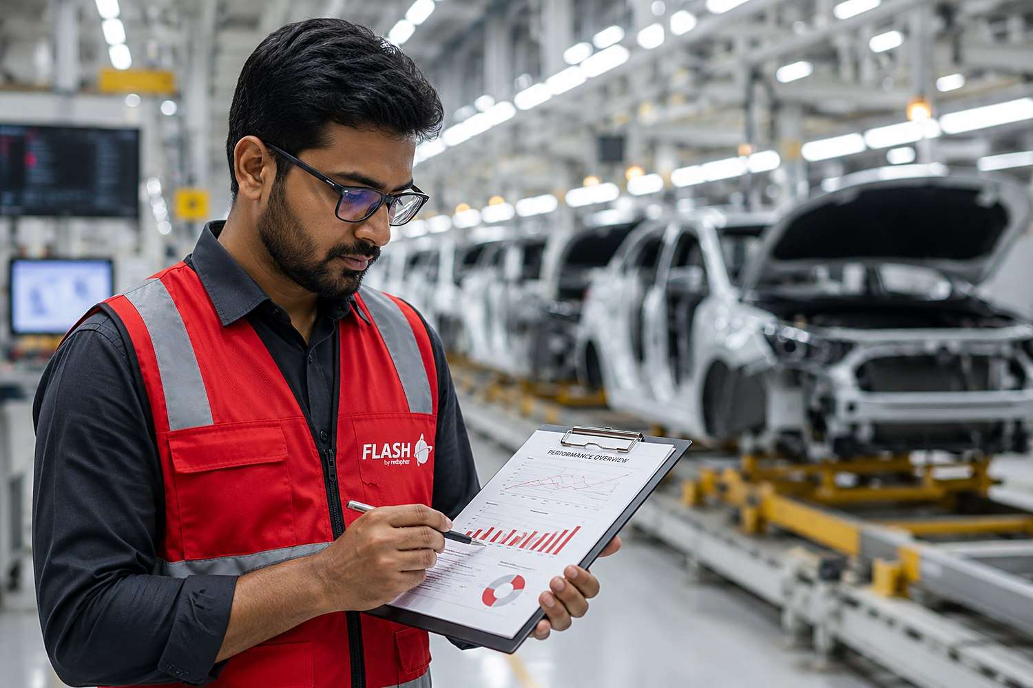 Flash by Redspher team member on an automotive production line